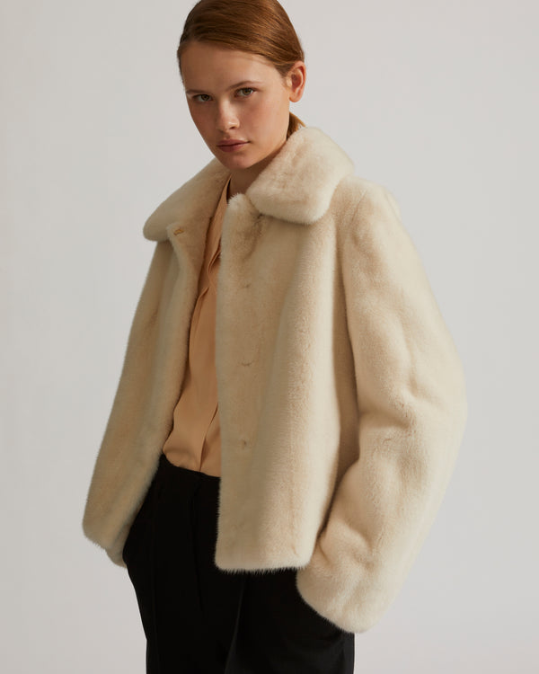 Short jacket in long-haired mink fur - white - Yves Salomon