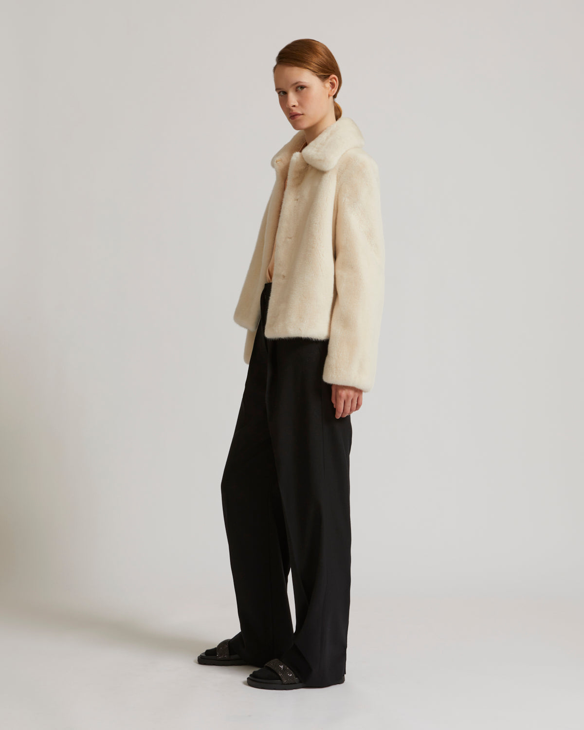 Short jacket in long-haired mink fur - white - Yves Salomon