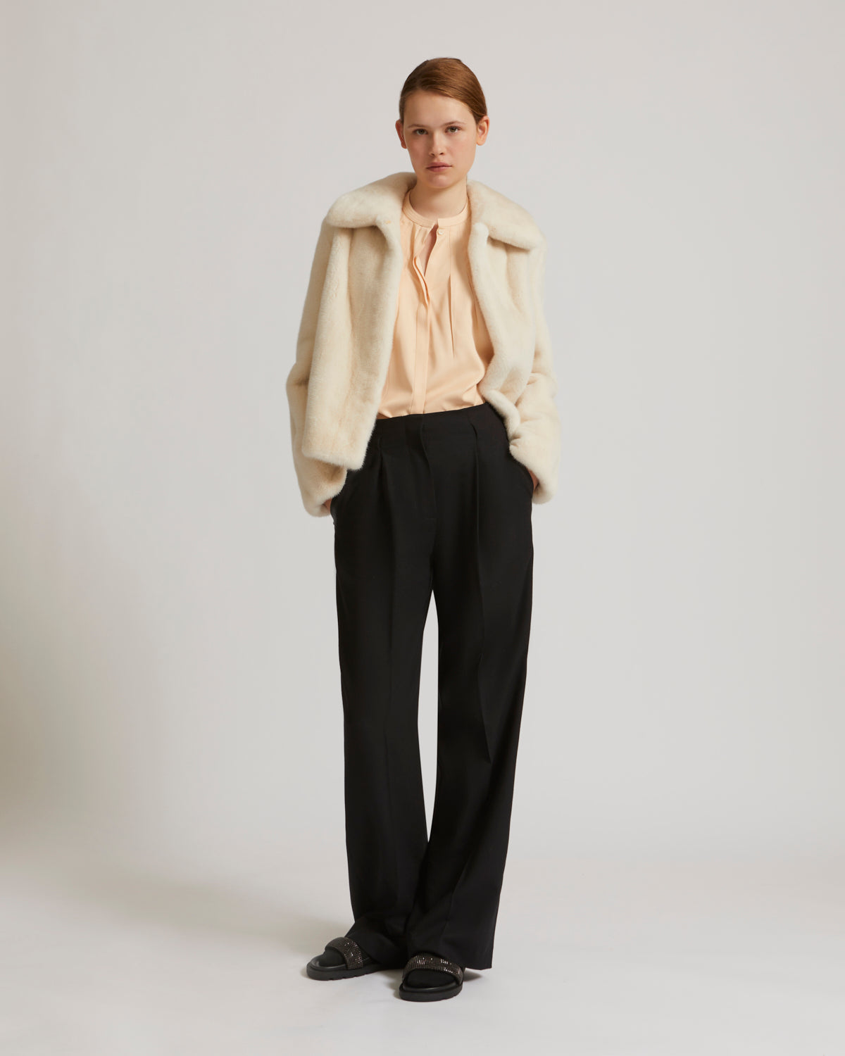 Short jacket in long-haired mink fur - white - Yves Salomon