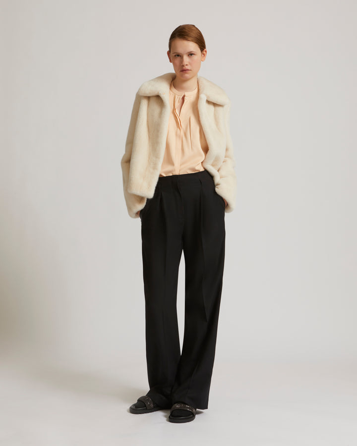 Short jacket in long-haired mink fur - white - Yves Salomon