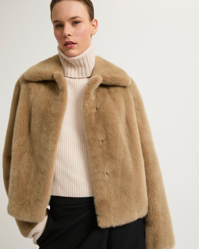 Short jacket in long-haired mink fur - beige - Yves Salomon