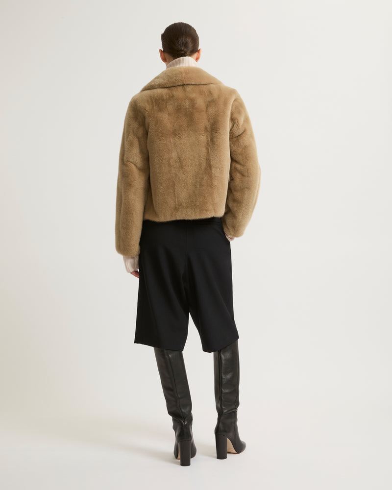 Short jacket in long-haired mink fur - beige - Yves Salomon