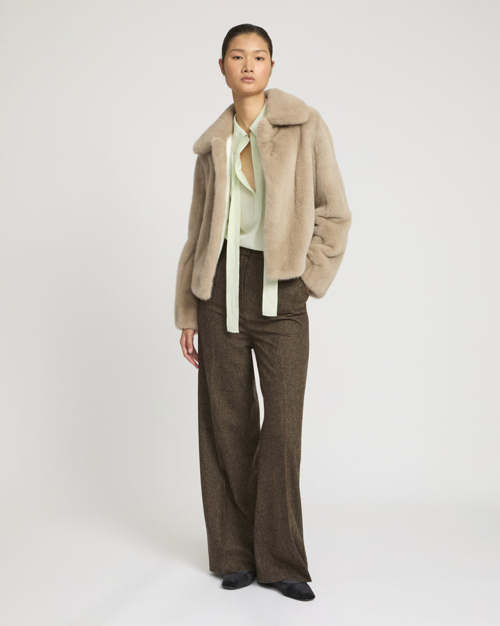 Short jacket in long-haired mink fur