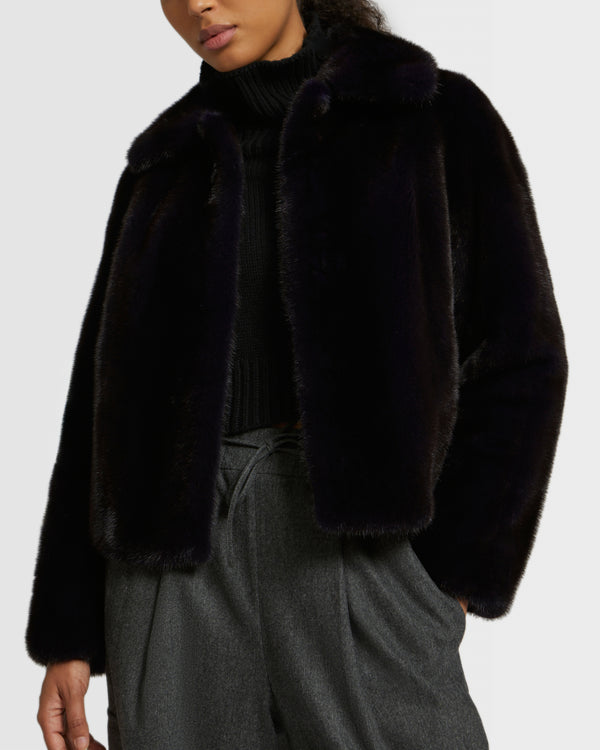 Short jacket in long-haired mink fur