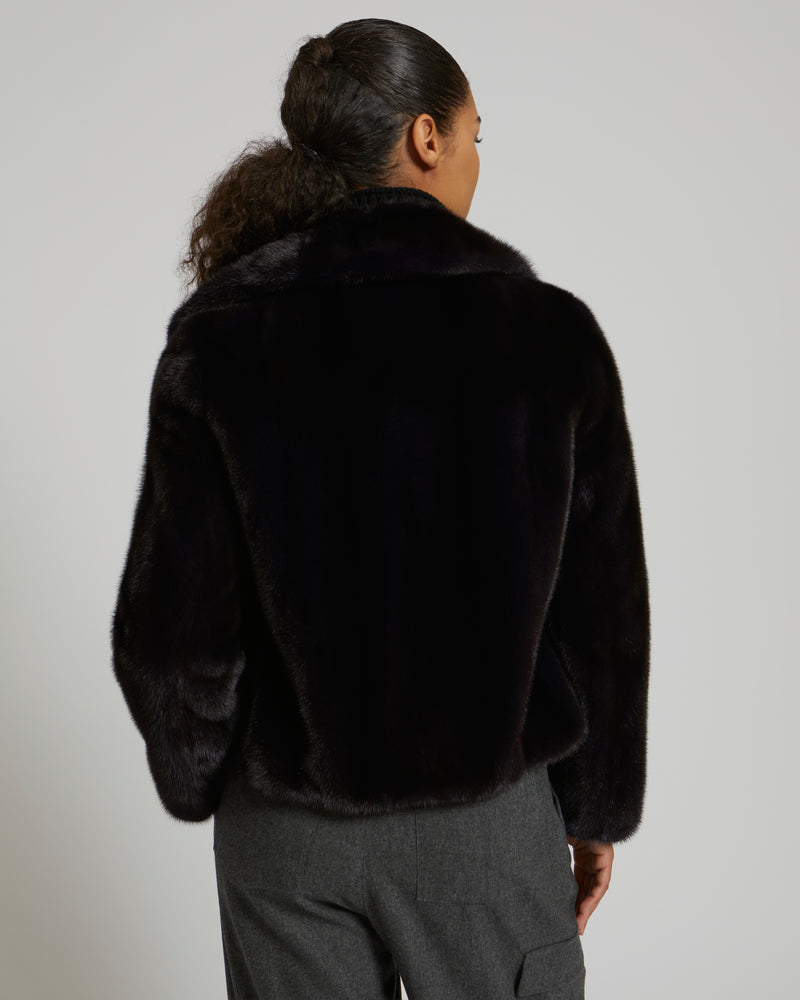 Short jacket in long-haired mink fur - purple - Yves Salomon