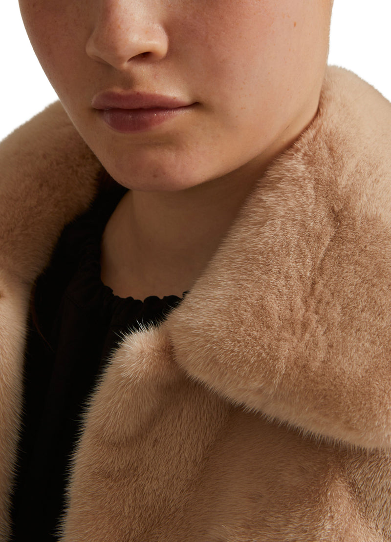 Short jacket in long-haired mink fur