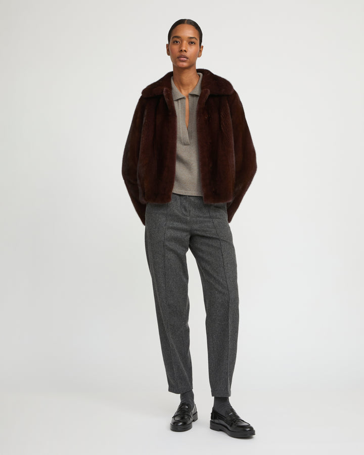 Short jacket in long-haired mink fur