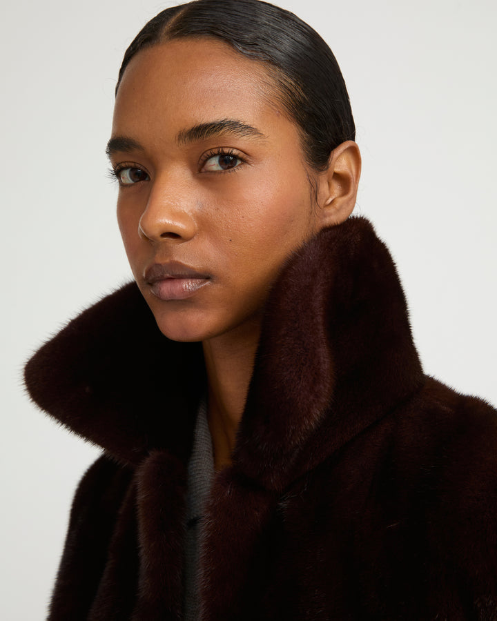Short jacket in long-haired mink fur