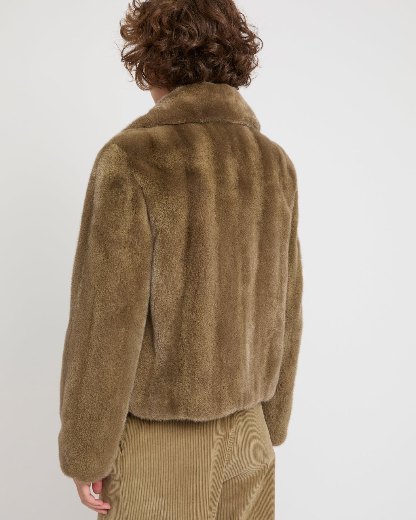 Short jacket in long-haired mink fur