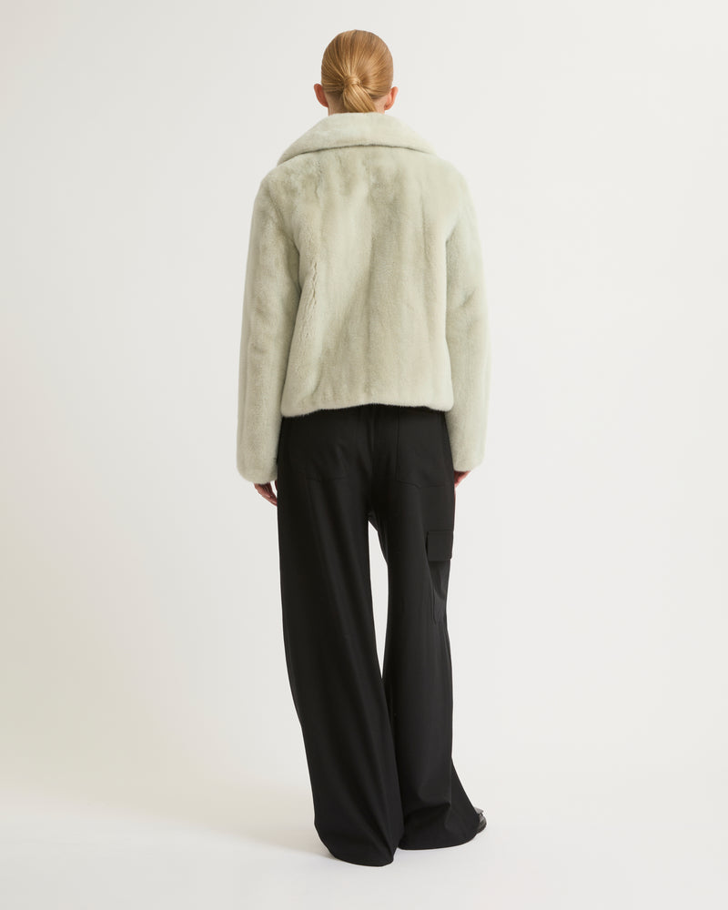 Short jacket in long-haired mink fur - vert d'eau - Yves Salomon