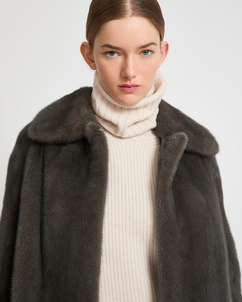 Short jacket in long-haired mink fur - grey - Yves Salomon