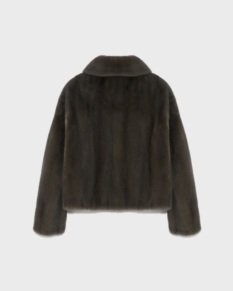 Short jacket in long-haired mink fur - grey - Yves Salomon