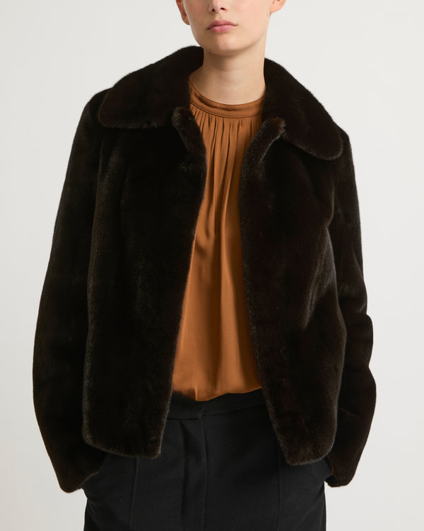 Short jacket in long-haired mink fur