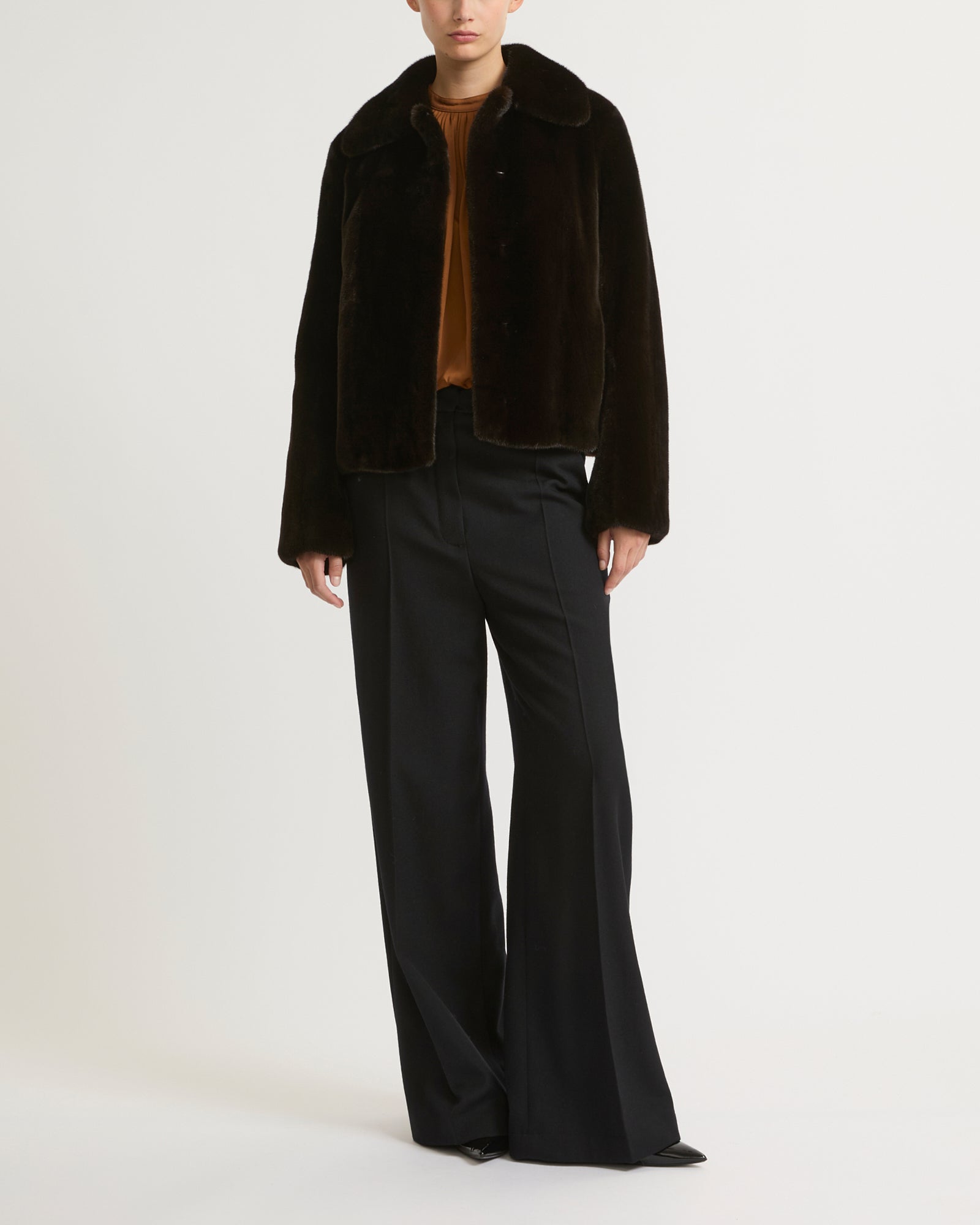 Short jacket in long-haired mink fur - black - Yves Salomon