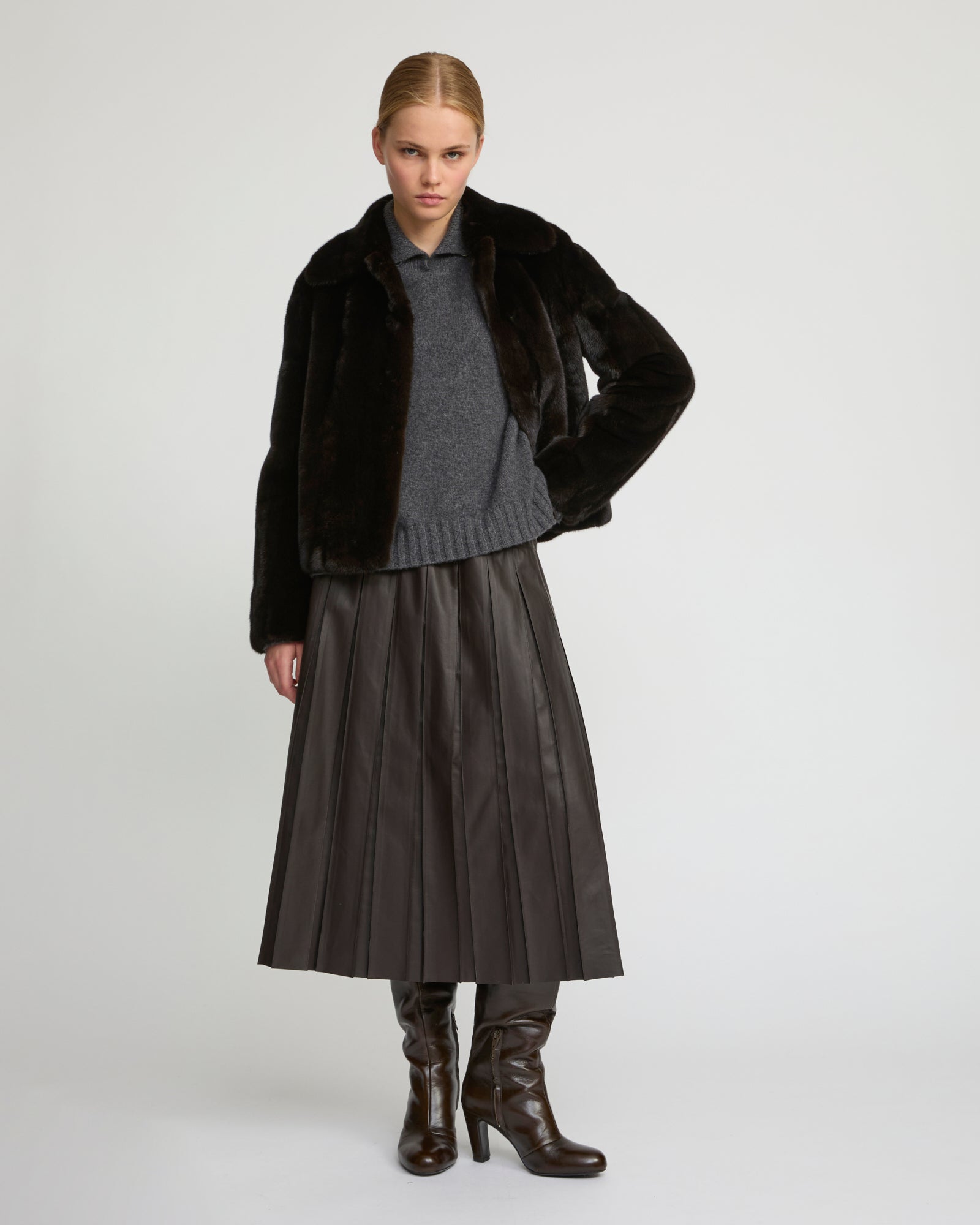 Short jacket in long-haired mink fur - black - Yves Salomon – Yves