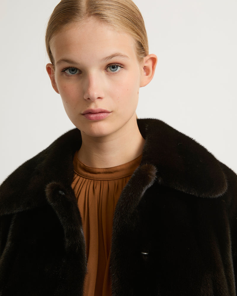 Short jacket in long-haired mink fur - black - Yves Salomon