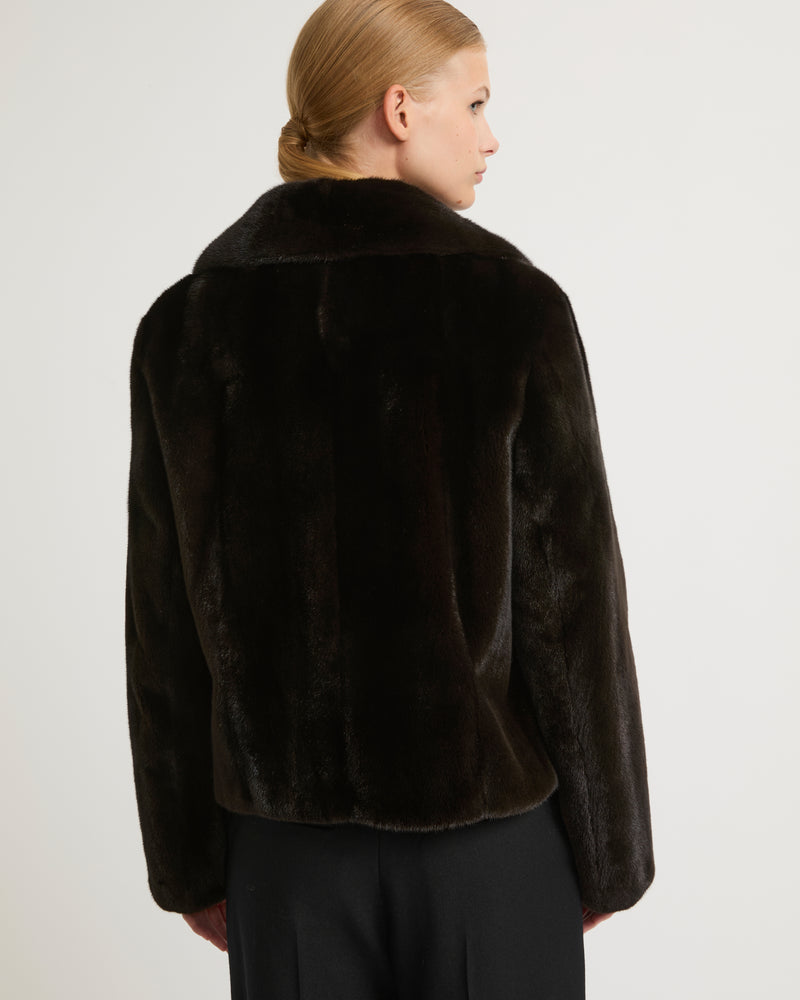 Short jacket in long-haired mink fur - black - Yves Salomon