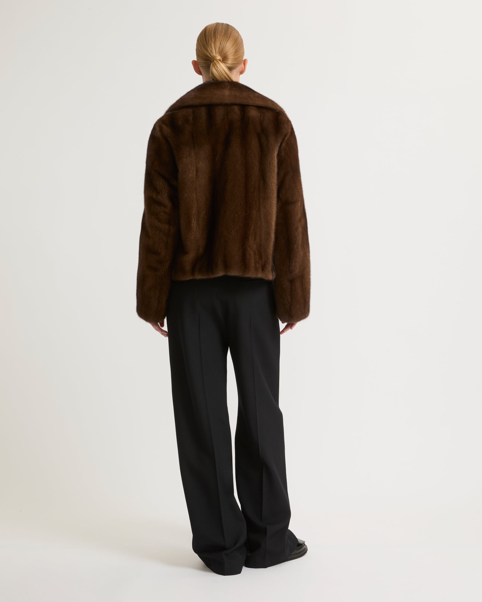 Short jacket in long-haired mink fur - brown - Yves Salomon – Yves