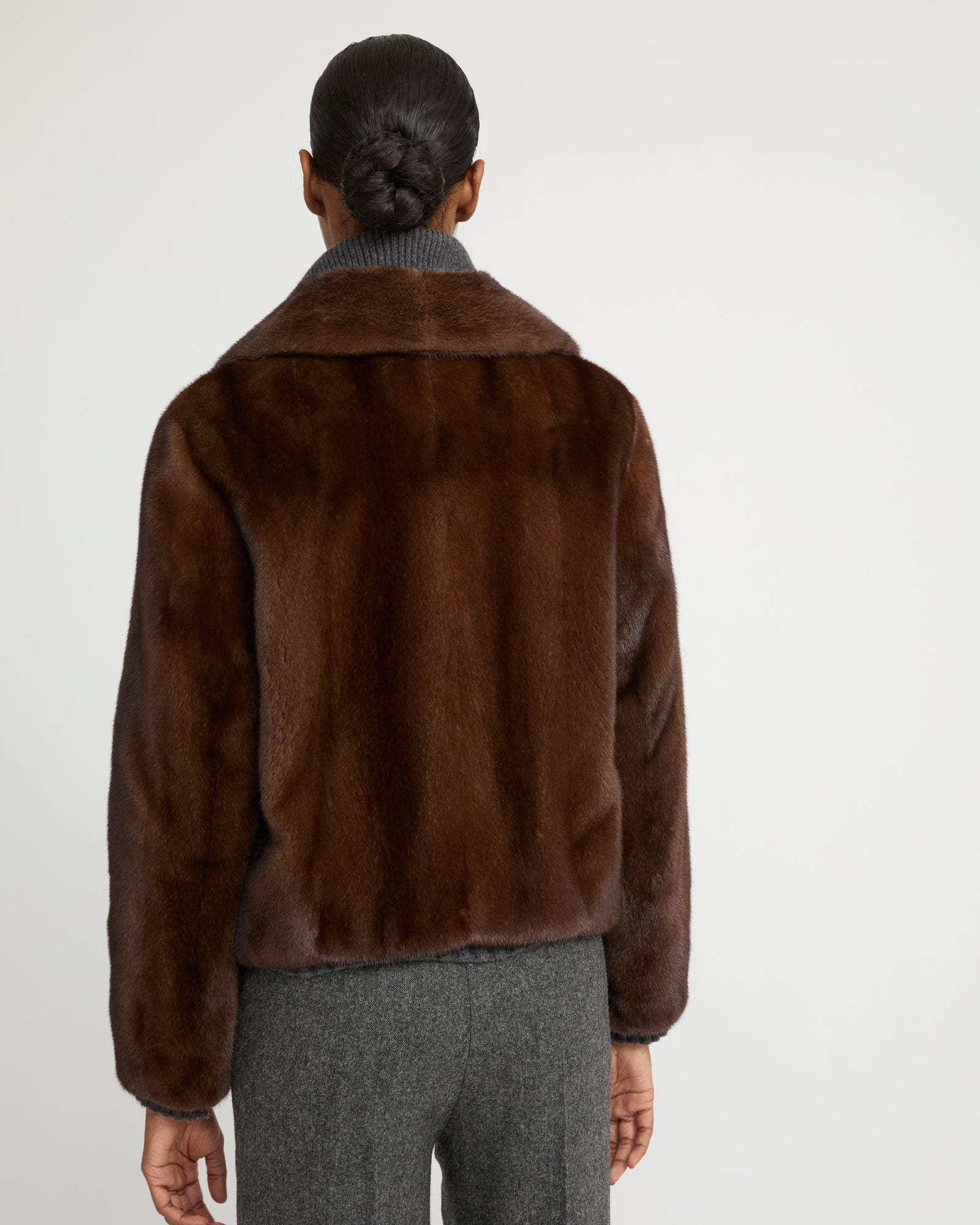 Short jacket in long-haired mink fur - brown - Yves Salomon – Yves