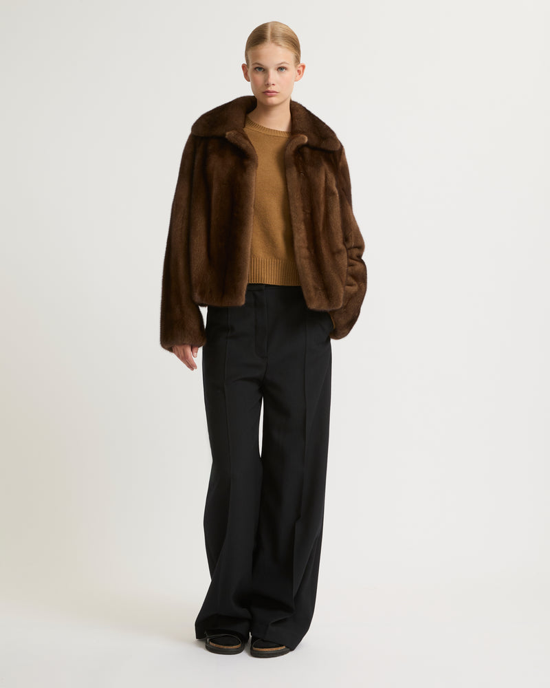 Short jacket in long-haired mink fur - brown - Yves Salomon