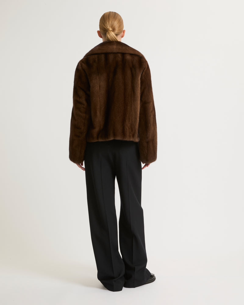 Short jacket in long-haired mink fur - brown - Yves Salomon