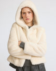 Hooded jacket in long-haired mink fur
