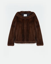 Hooded jacket in long-haired mink fur