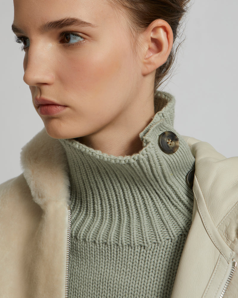 Hooded shearling jacket - white - Yves Salomon