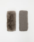 Cashmere wool knit and rex rabbit fingerless gloves