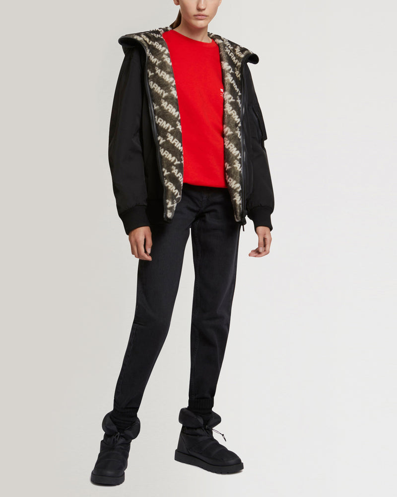 Bomber jacket in lambskin shearling reversible technical fabric-Yves Salomon-Winter sale & boxing day