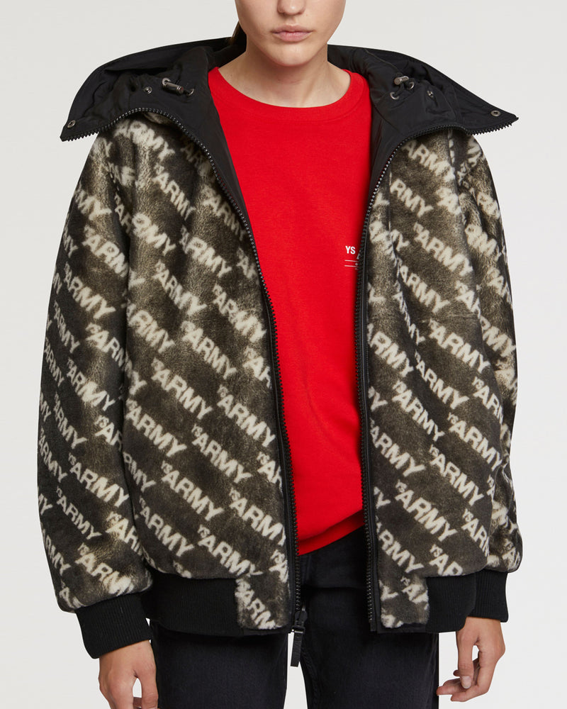 Bomber jacket in lambskin shearling reversible technical fabric-Yves Salomon-Winter sale & boxing day