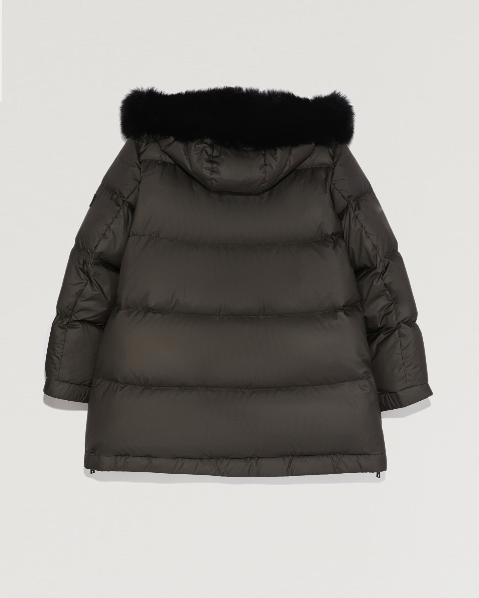 A line hooded down jacket with fox fur-Yves salomon-Winter sale & boxing day