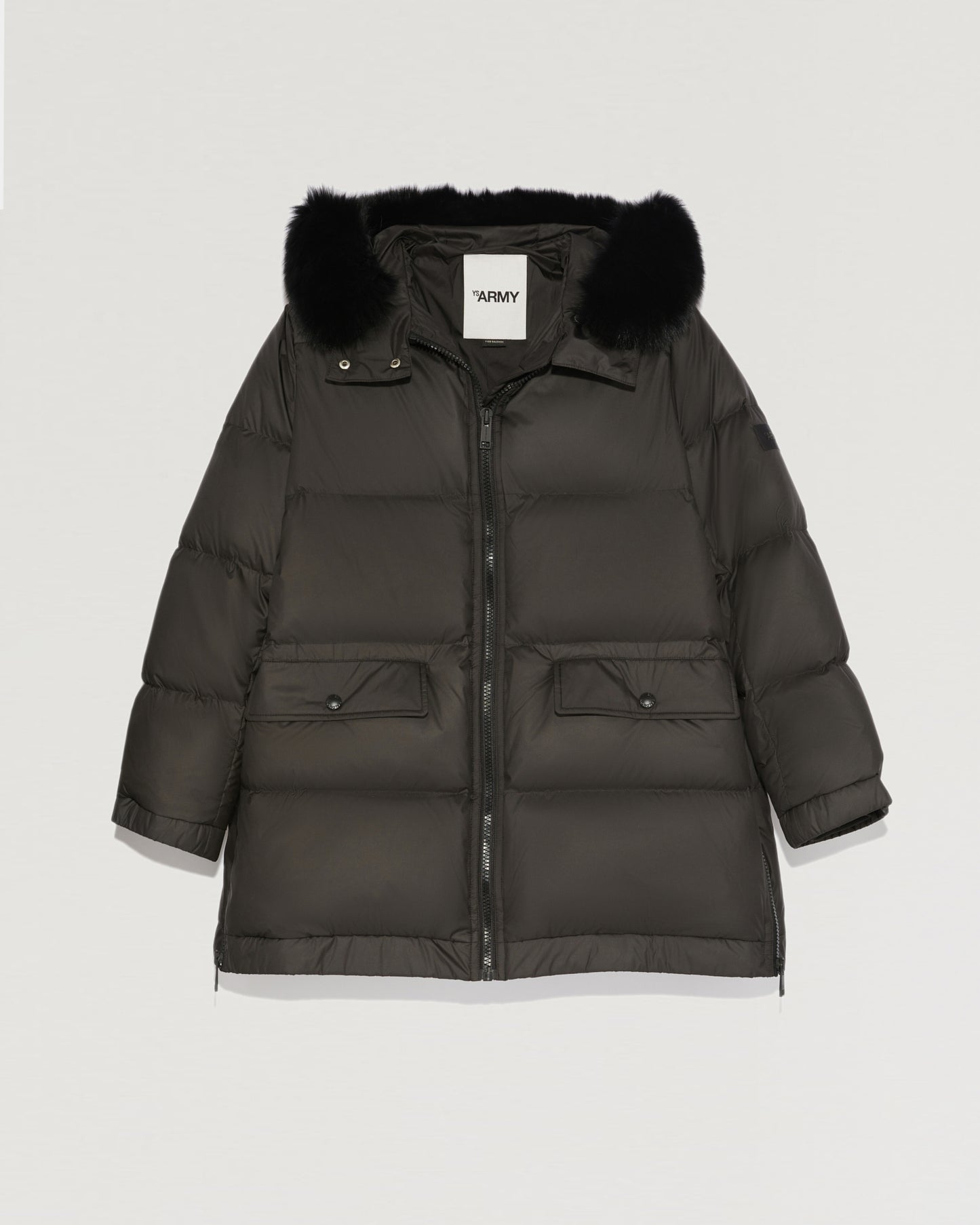 A line hooded down jacket with fox fur-Yves salomon-Winter sale & boxing day