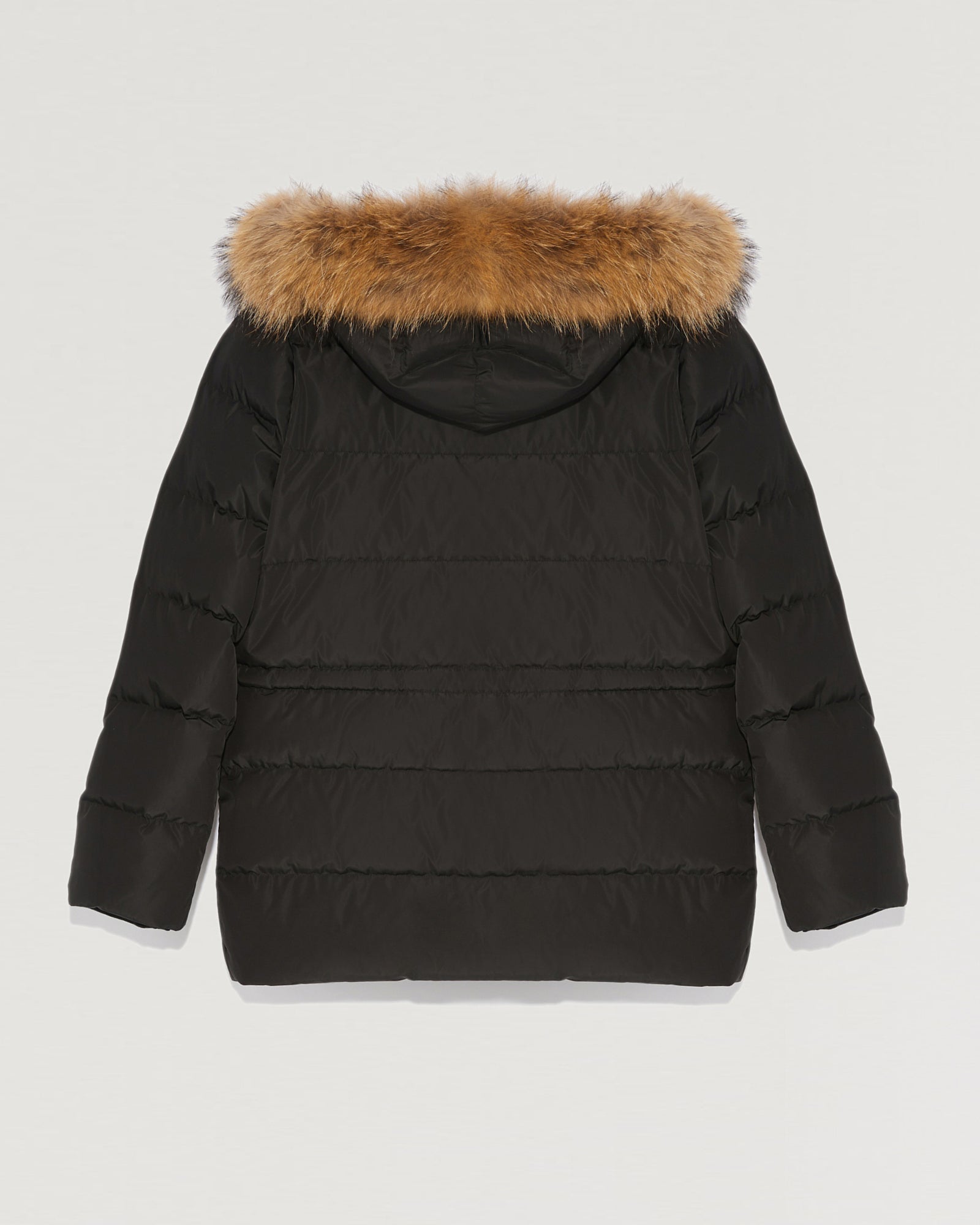 Hooded down jacket with marmot fur-Yves salomon-Winter sale & boxing day