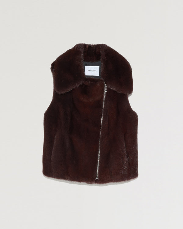 Sleeveless mink fur jacket-Yves salomon-Winter sale & boxing day