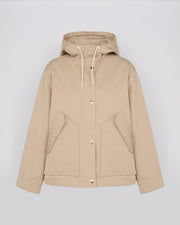 Short parka in technical cotton-mix fabric