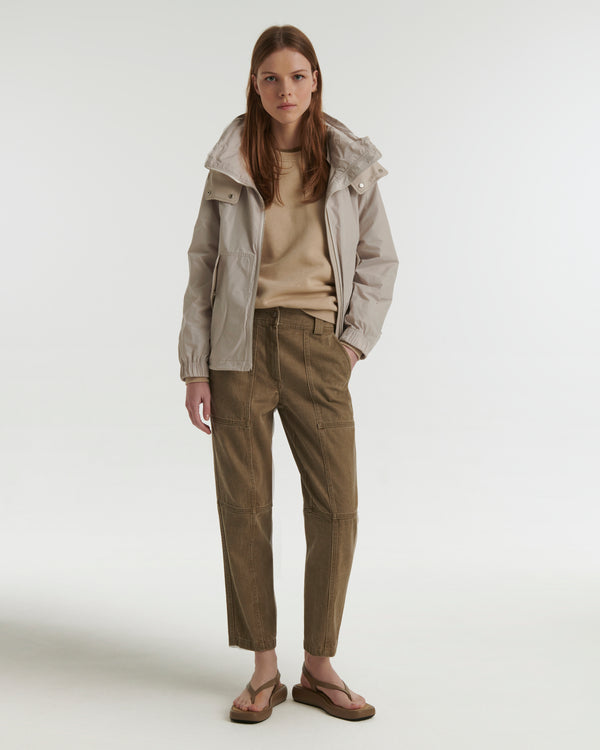 Short technical fabric and leather parka - white - Yves Salomon