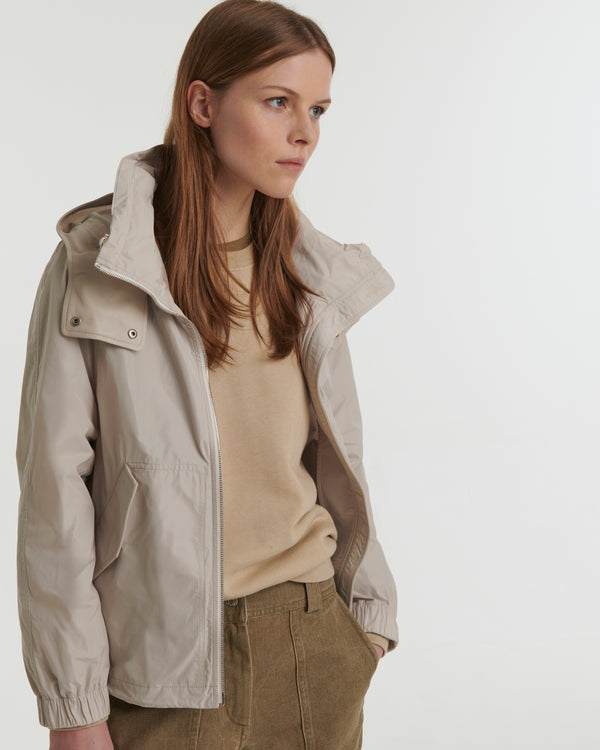 Short technical fabric and leather parka - white - Yves Salomon