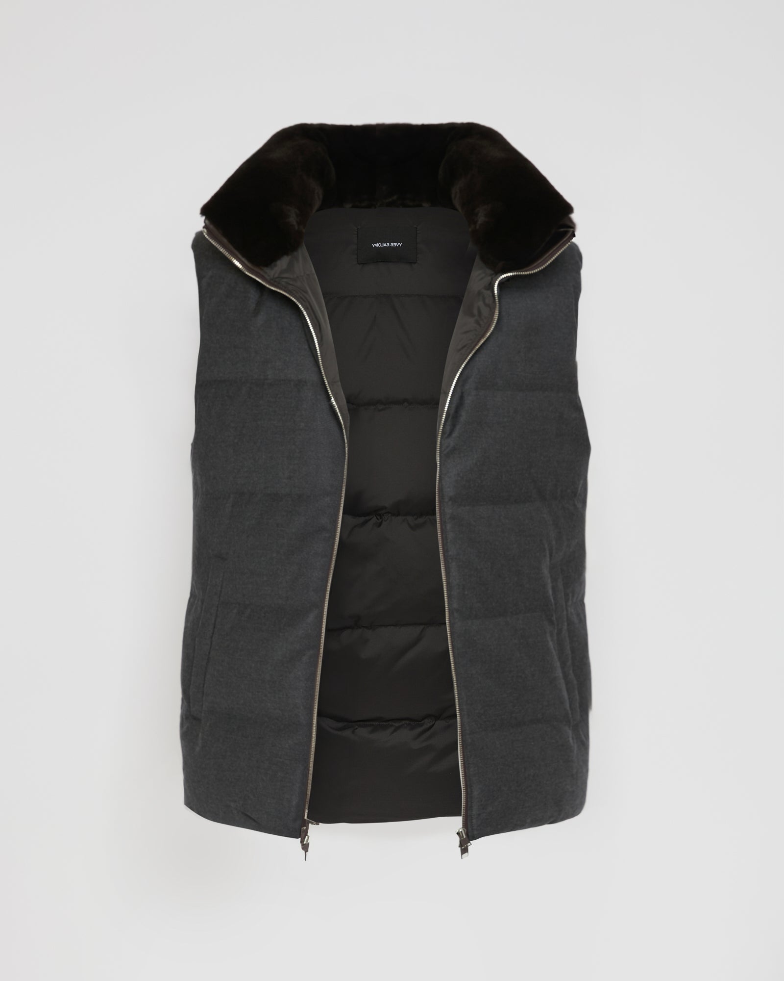 Down Gilet made with Loro Piana fabric with mink fur trim - Yves Salomon