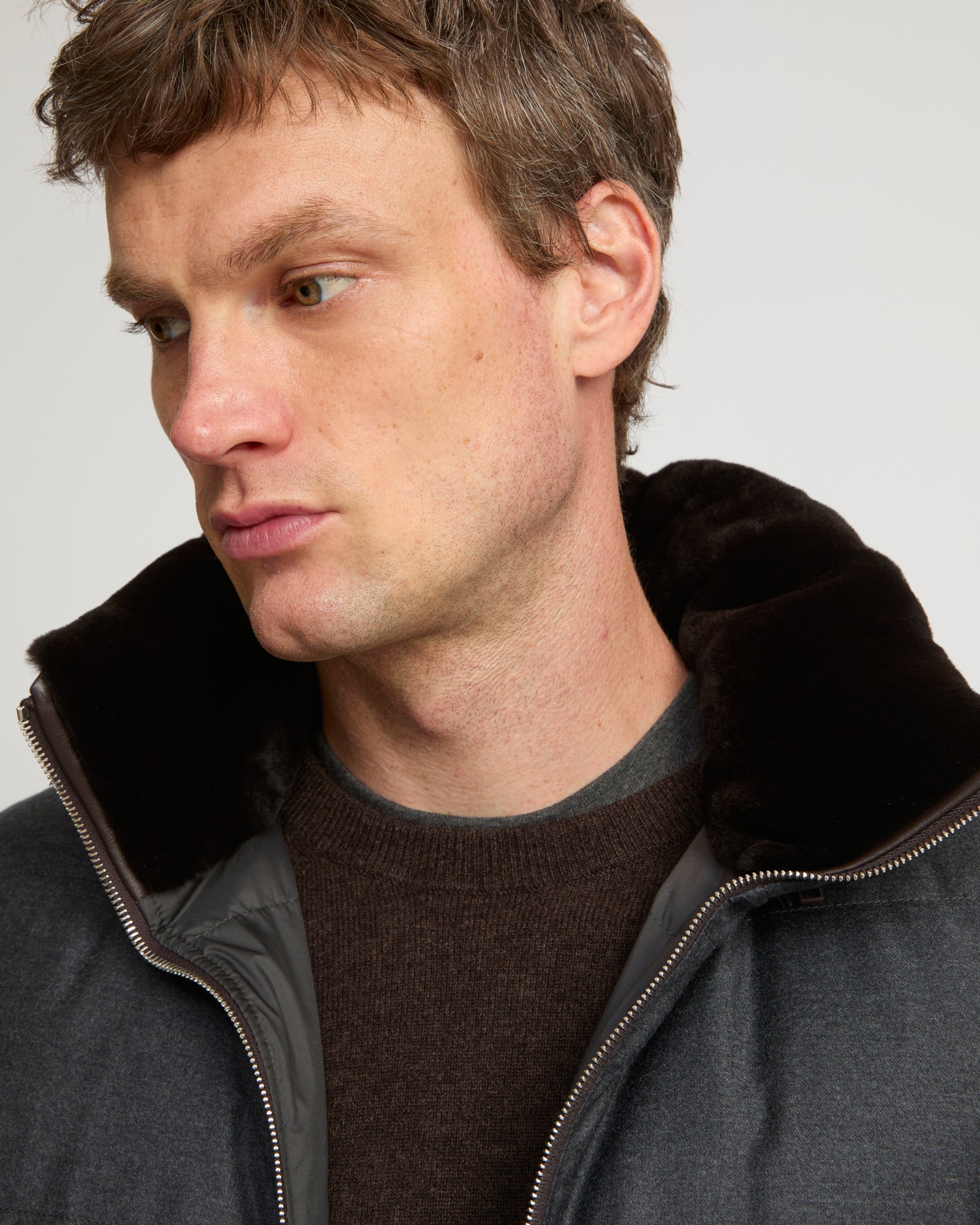 Down Gilet made with Loro Piana fabric with mink fur trim - Yves Salomon