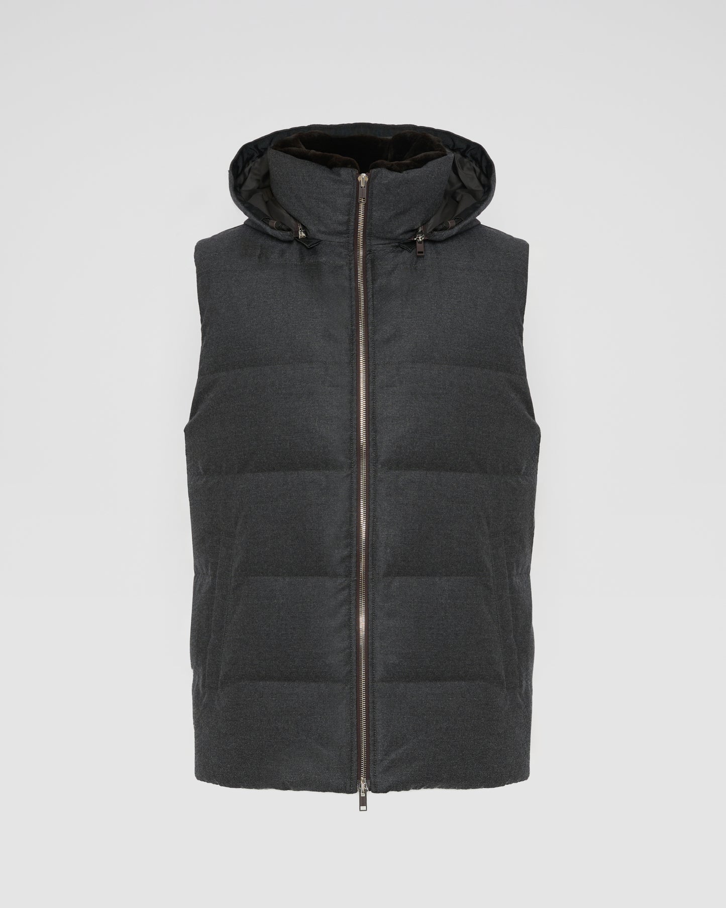 Down Gilet made with Loro Piana fabric with mink fur trim - Yves Salomon