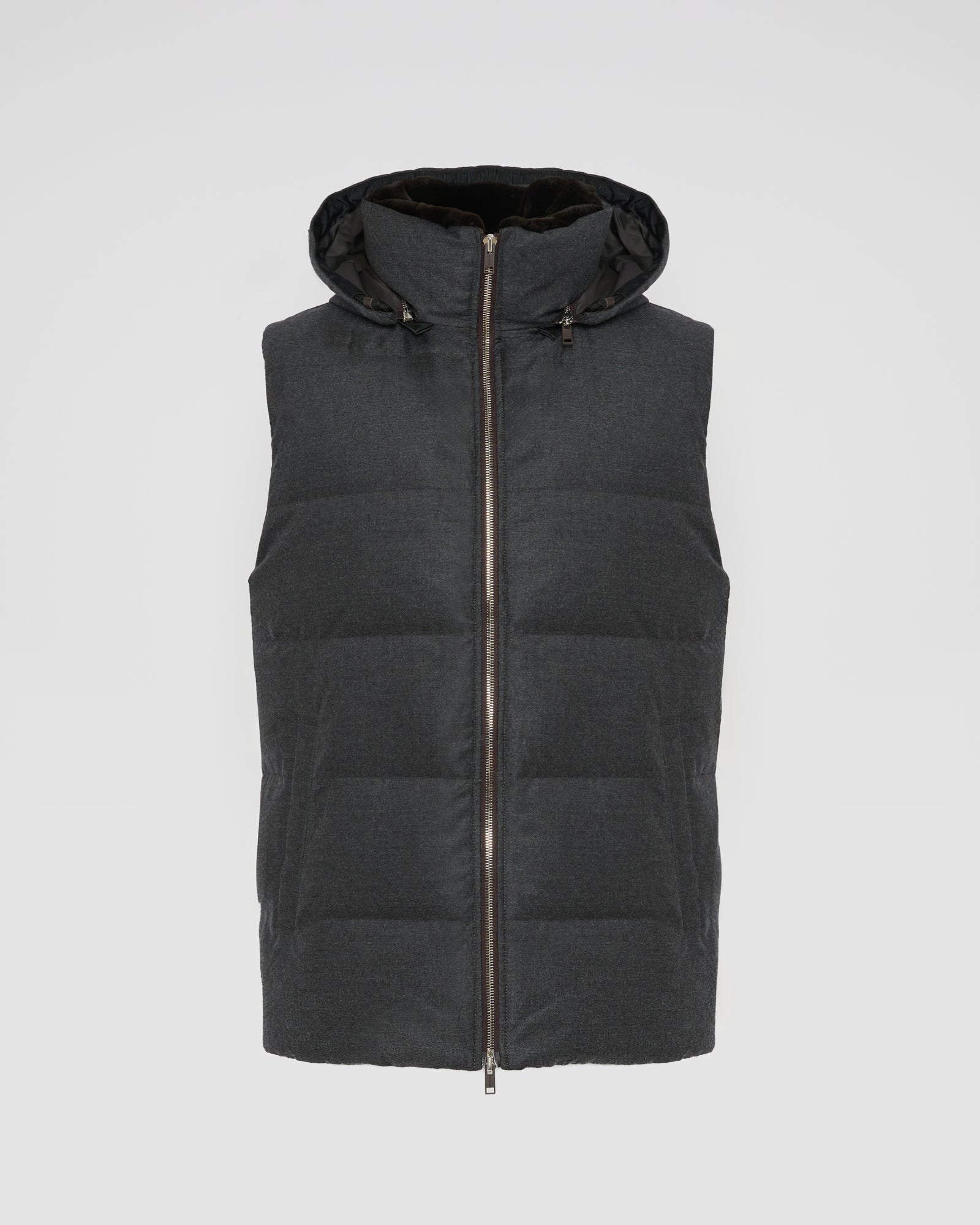 Down Gilet made with Loro Piana fabric with mink fur trim - Yves Salomon