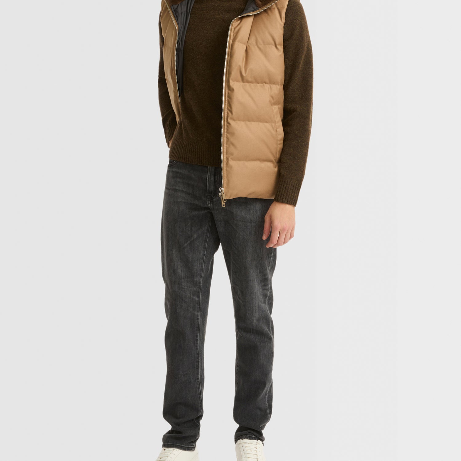 Down Gilet made with Loro Piana fabric with mink fur trim -Yves Salomon