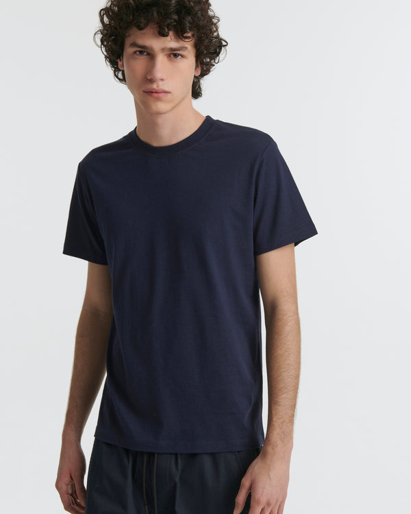 Cotton-cashmere jersey T-shirt - blue - Yves Salomon