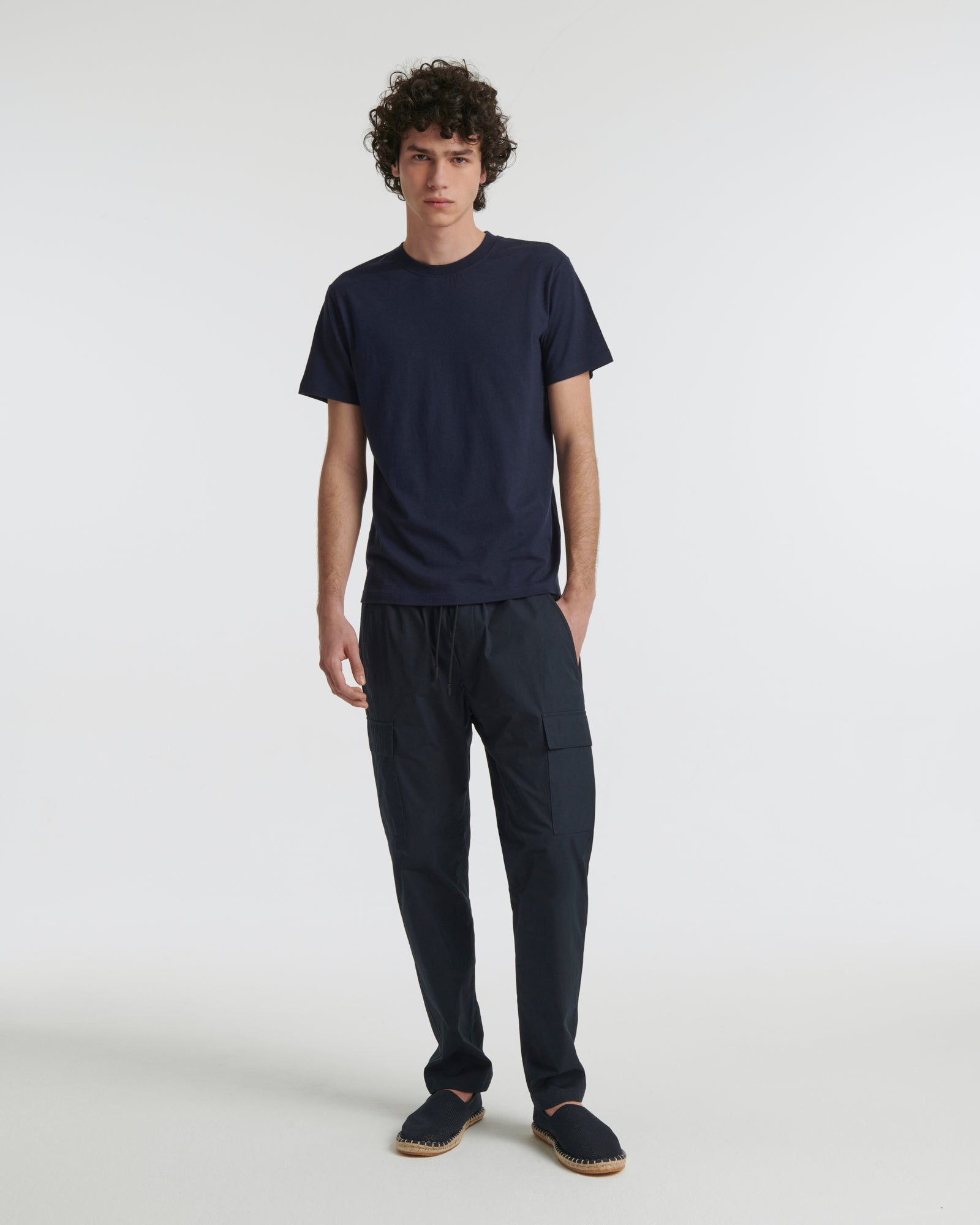 Cotton-cashmere jersey T-shirt - blue - Yves Salomon