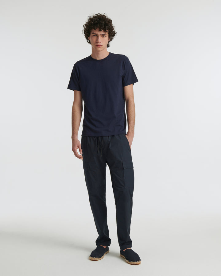 Cotton-cashmere jersey T-shirt - blue - Yves Salomon