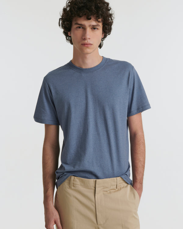 Cotton-cashmere jersey T-shirt - blue - Yves Salomon