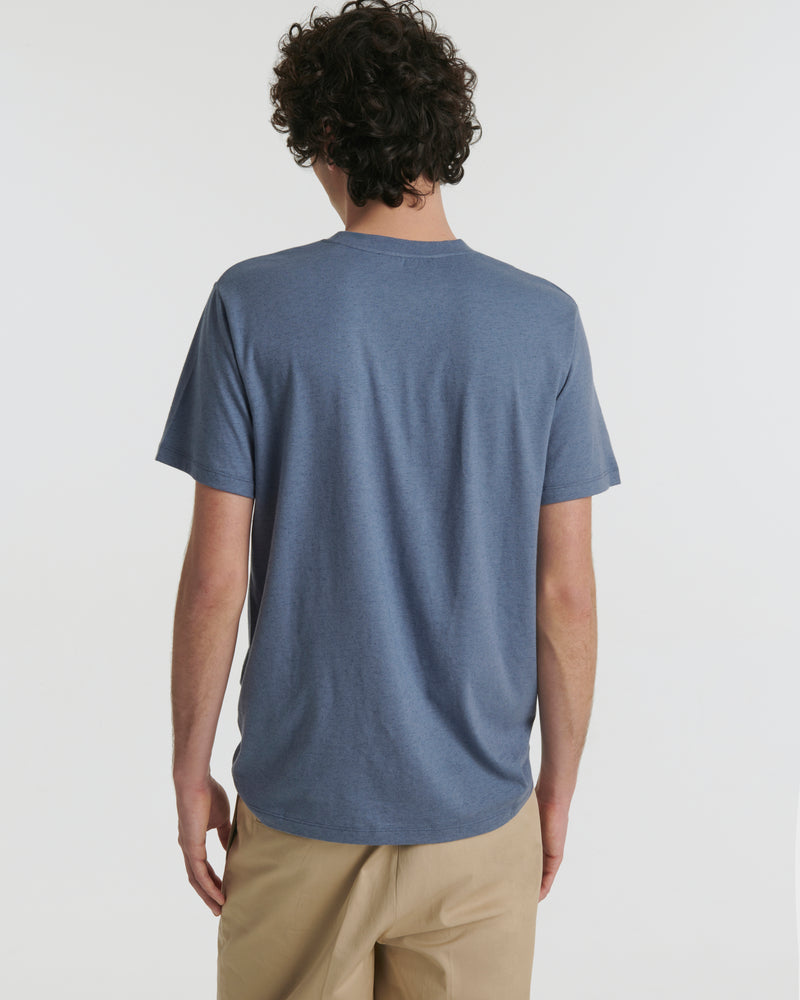 Cotton-cashmere jersey T-shirt - blue - Yves Salomon