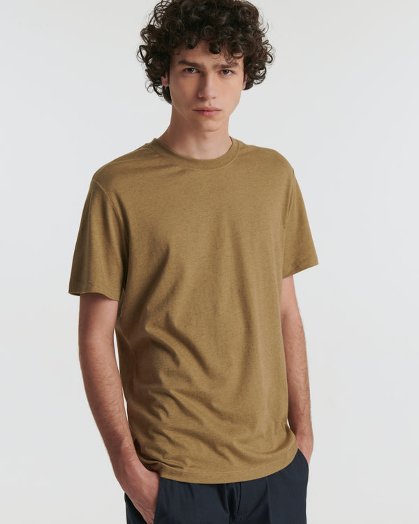 Cotton-cashmere jersey T-shirt - khaki - Yves Salomon