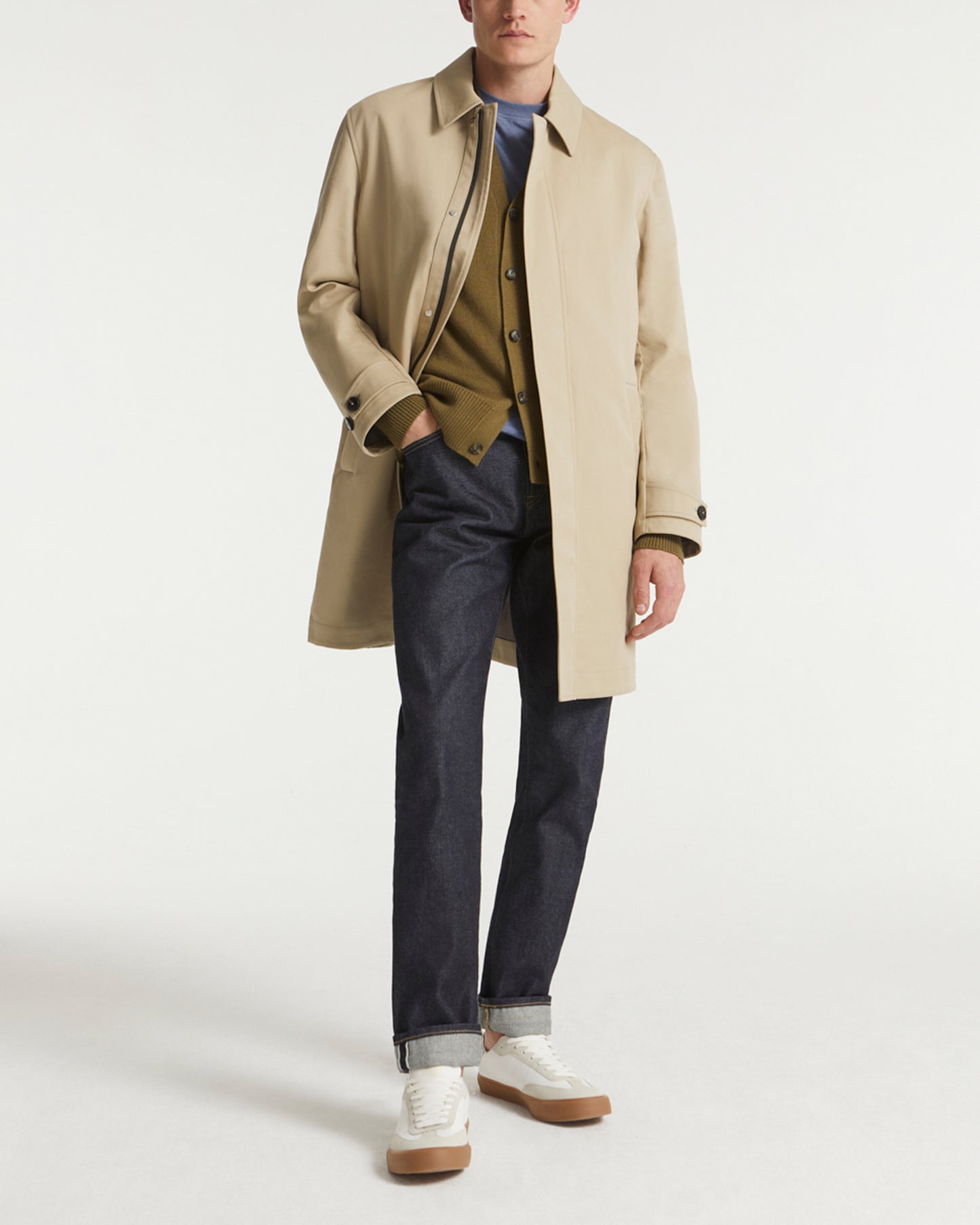 Private sale - Mac coat in double-sided fabric with leather details -Yves Salomon